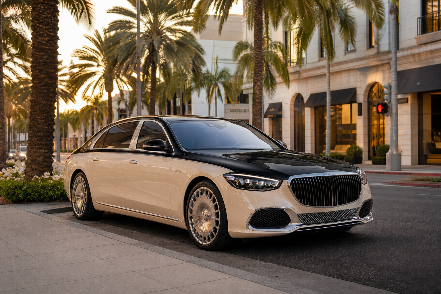 Representative luxury sedan for Beverly Hills hotel rental planning