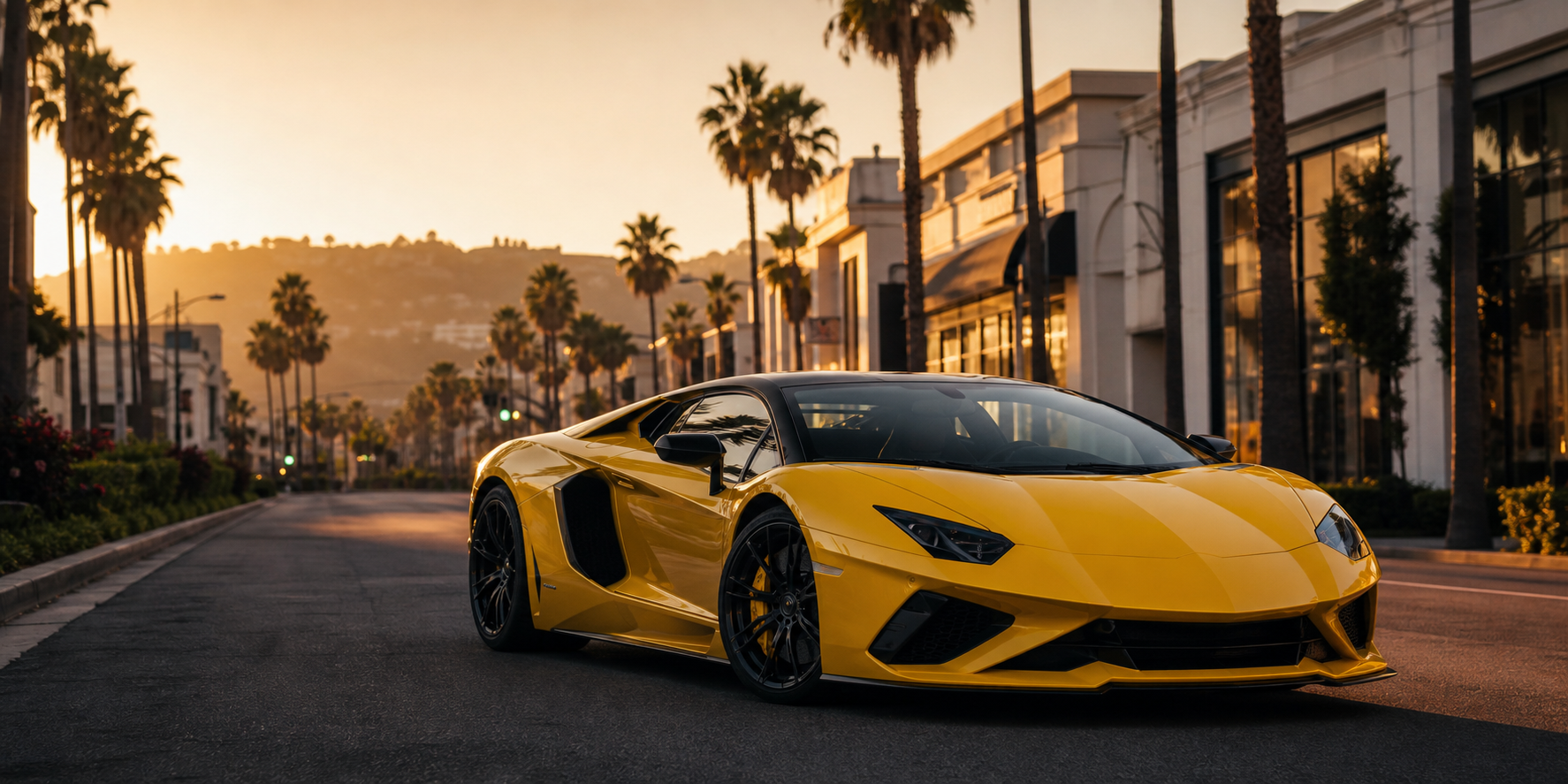 Representative yellow exotic sports car for Los Angeles rental planning