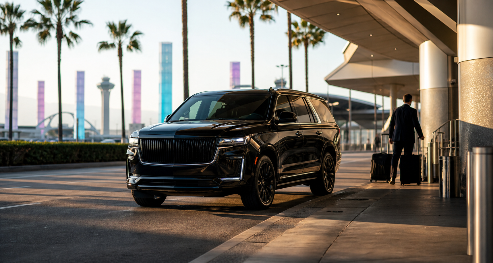 Representative black luxury SUV at LAX for airport rental planning
